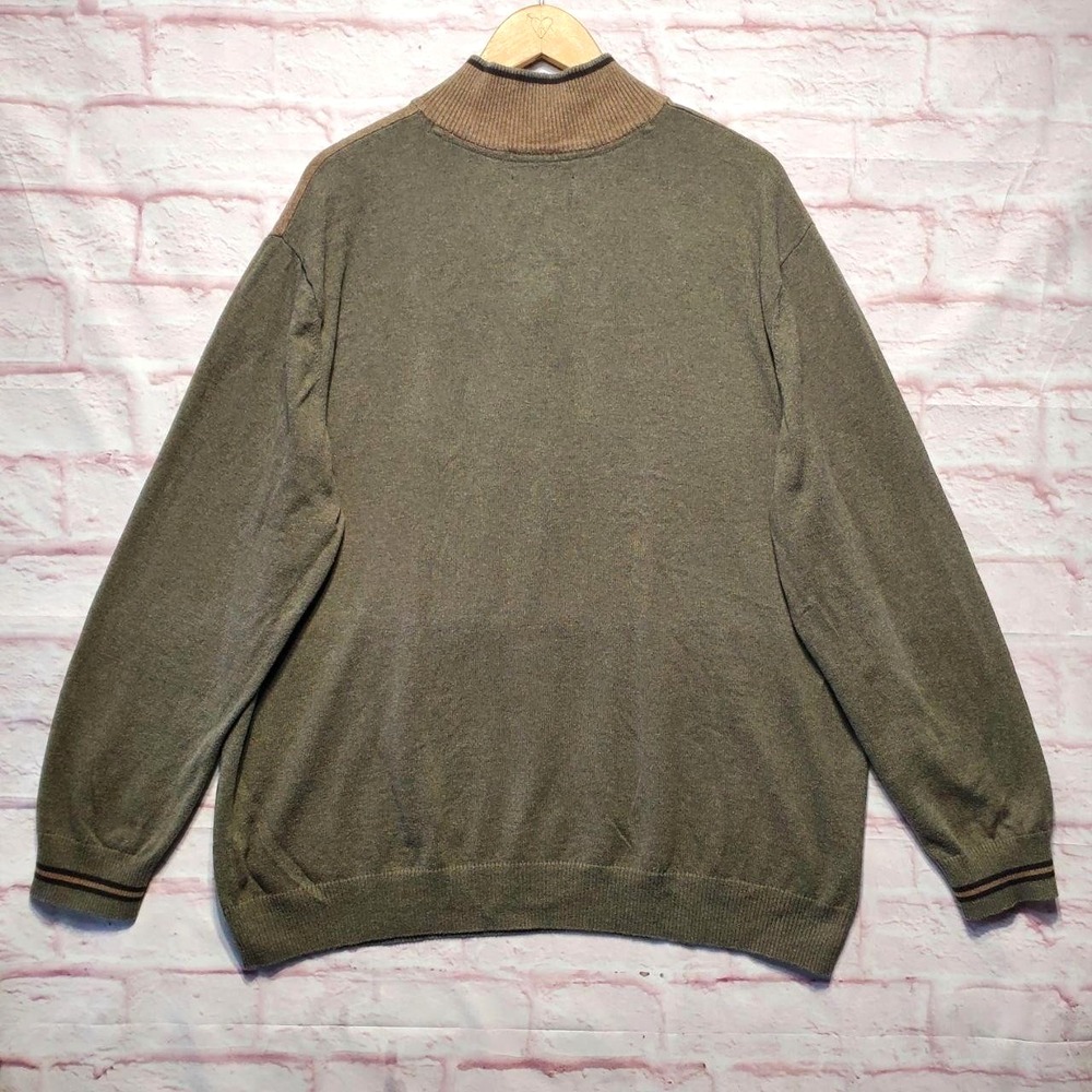 Hawker Rye Sweater Mens 2XL Olive Tan‎ Quarter Zip Cotton Cashmere Lightweight - Picture 2 of 11